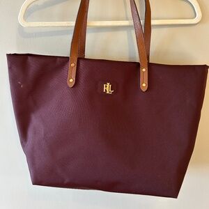 Ralph Lauren burgundy nylon bainbridge tote